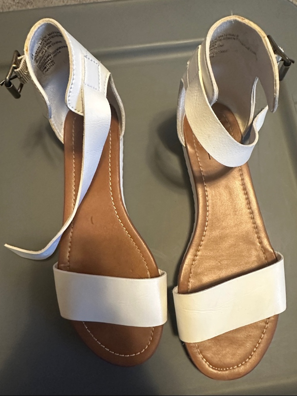 Women's White Ankle-Strap Open-Toe Sandals